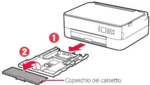 CANON Pixma TS5353 - Rimuovere il cassetto dalla stampante, quindi rimuovere il coperchio del cassetto. - 1