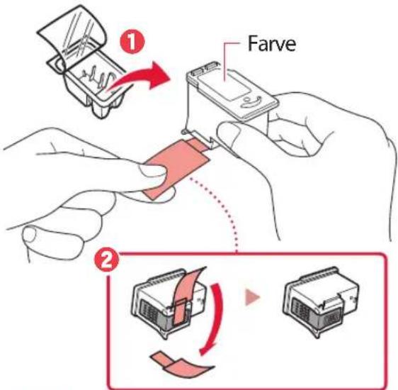 CANON Pixma TS5353 - Tag farve-FINE-patronen ud af holderen, og fjern beskyttelsestapen. - 1