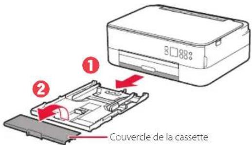 CANON Pixma TS5353a - Retirez la cassette de l'imprimante et retirez le couvercle de la cassette. - 1