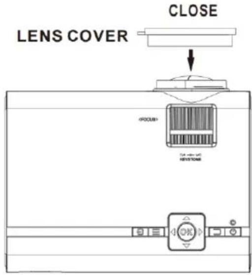LENCO LPJ-280WH - Quitar y cerrar la tapa de la lente - 2