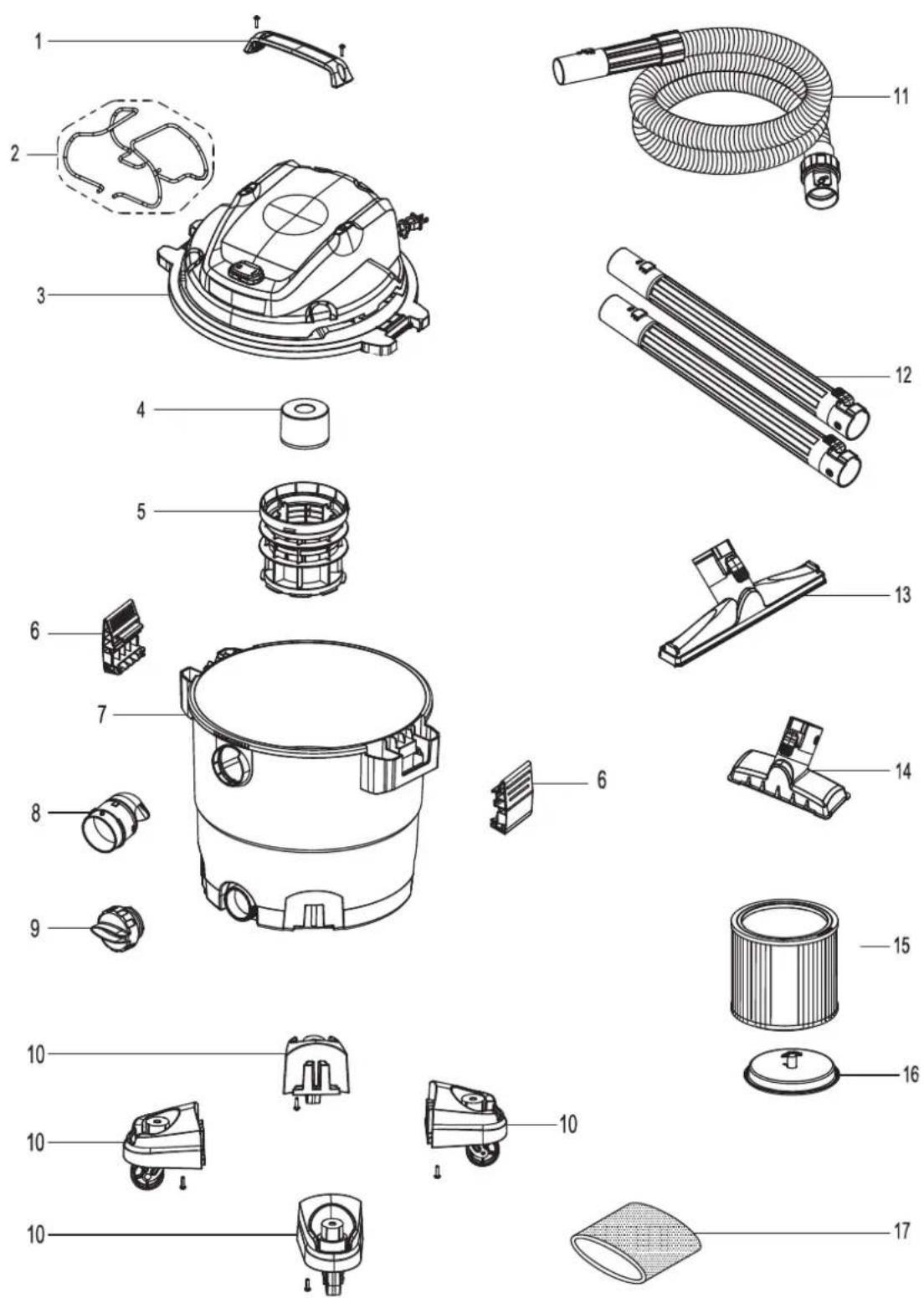 Vacmaster Professional VJF912PF 0202 - EXPLODED VIEW - 1