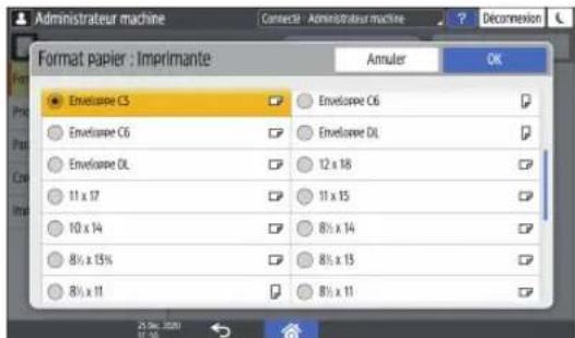 RICOH IM 4000 - Impression sur des enveloppes chargées sur le Bypass - 5