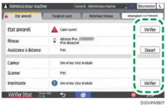 RICOH IM 4000 - Appuyez sur [Vérifier] pour voir les détails et réaliser la procédure nécessaire. - 1