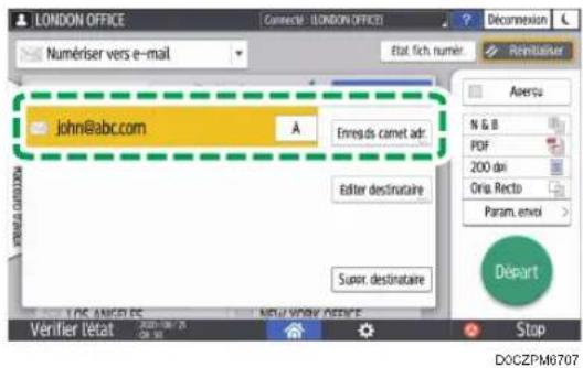 RICOH IM 4000 - Enregistrer le destinataire de l'e-mail dans le carnet d'adresses lors de l'envoi d'un e-mail - 6