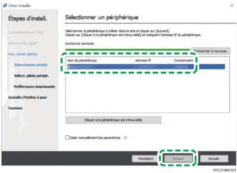 RICOH IM 4000 - Sélectionnez cet appareil parmi les périphériques détectés puis cliquez sur [Suivant]. - 1