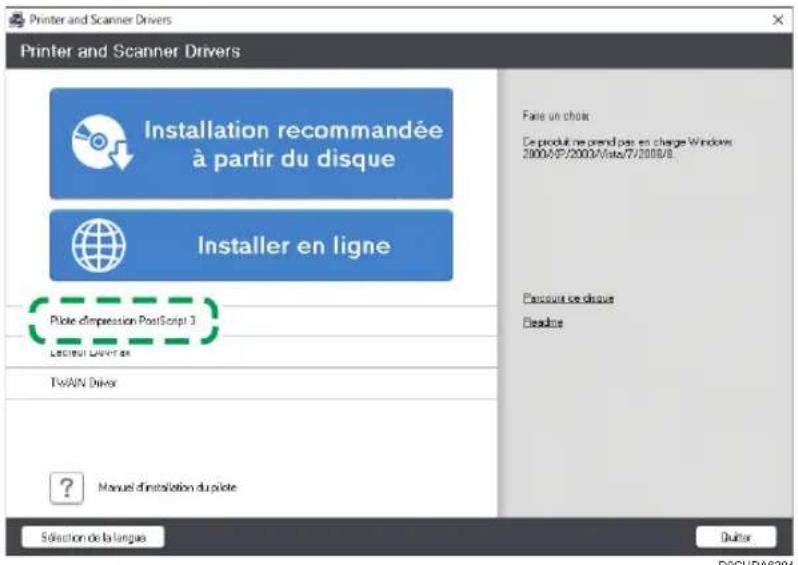 RICOH IM 4000 - Installer le pilote d'impression PostScript 3 depuis le CD-ROM - 1