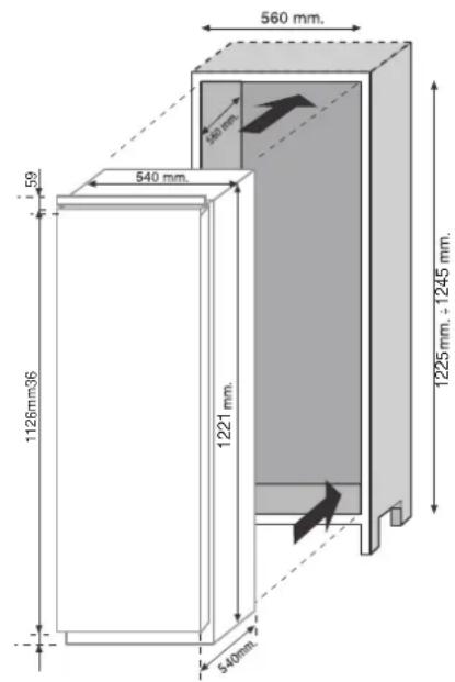 ROSIERES RBL12E - DIMENSIONI DEL PRODOTTO E DEL VANO DI INCASSO - 1