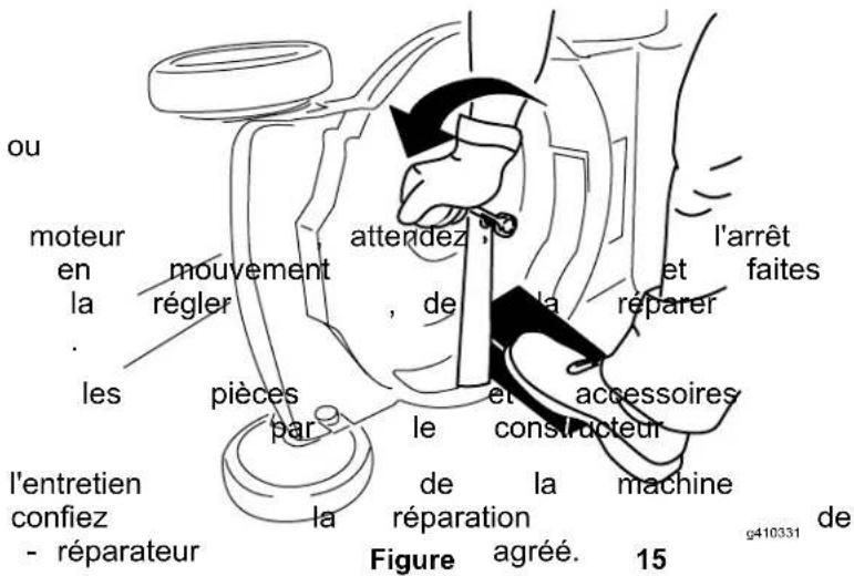 ou moteur en la . les l'entretien confiez - réparateur mouvement régler pièces par attendez , de la le et constructeur reparer l'arrêt faites accessoires machine de la réparation Figure agréé. 15 g410331 de