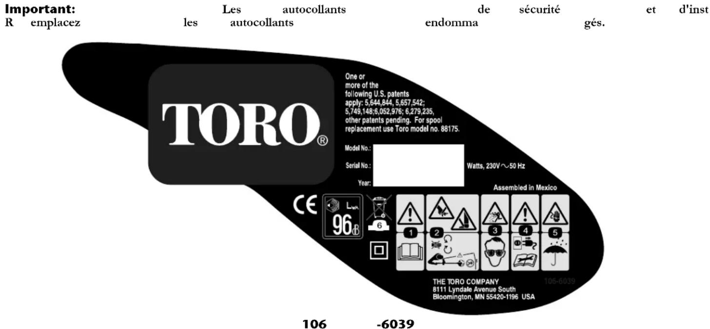 TORO 51370 - Autocollants - 1