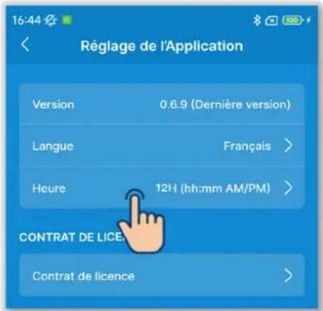 MITSUBISHI RC-ES1 - Définition du format d'affichage de l'heure de l'application - 1
