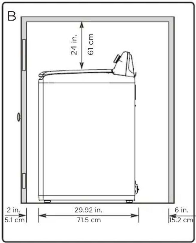 B 24 in. 61 cm 0 2 in. 5.1 cm 29.92 in. 71.5 cm 6 in. 15.2 cm