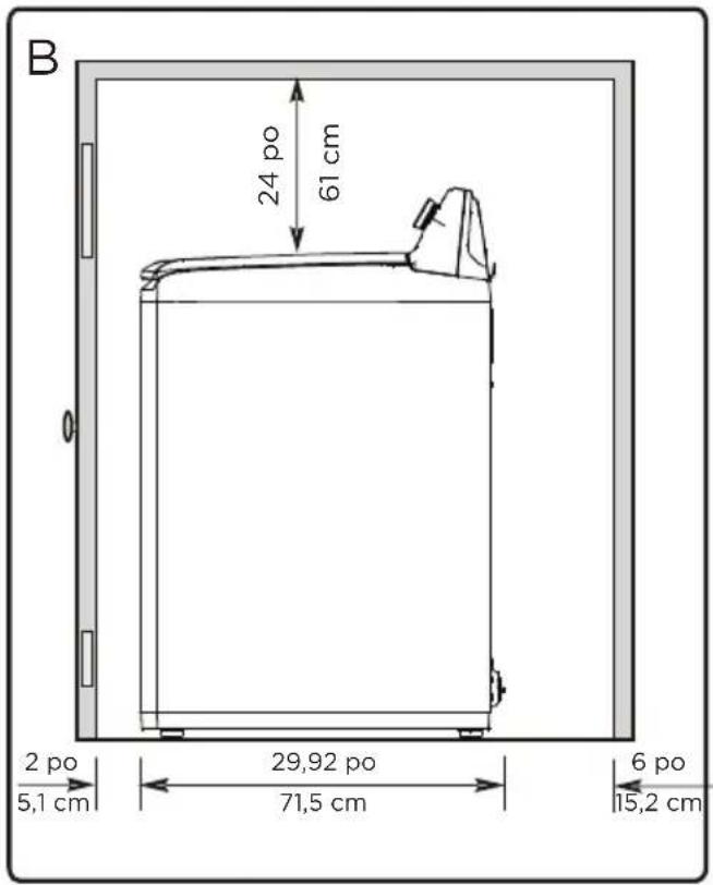 B 24 po 61 cm 0 2 po 5,1 cm 29,92 po 71,5 cm 6 po 15,2 cm