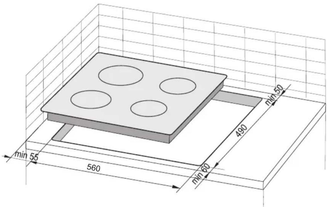 AMICA EHPCX 933 334 E - Vorbereitung der Arbeitsplatte der Küchenmöbel für den Einbau des Kochfelds - 1