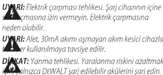DEWALT DCS512 - Tüm Akü Şarj Cihazları İçin Önemli Güvenlik Talimatları - 1