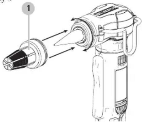 DEWALT DWHTHT450 - Installer et retirer la tête de l'évaseur (Fig. A, D) - 1