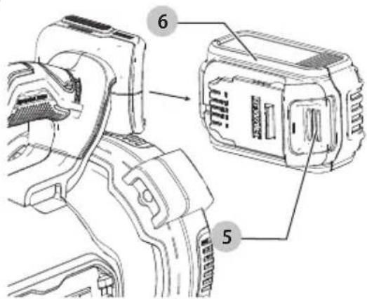 DEWALT DCBL722 - Installing and Removing the Battery Pack (Fig. F) - 1