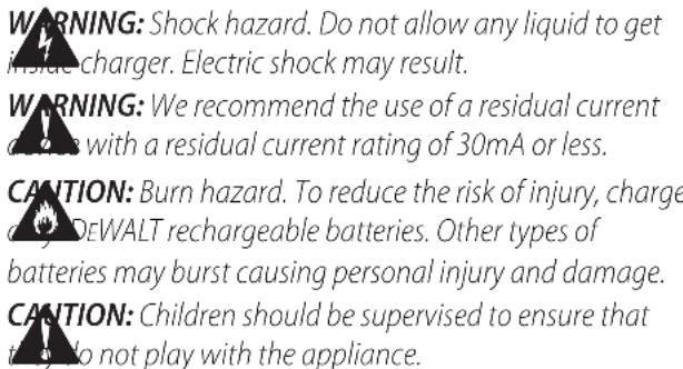 DEWALT DCV501 - Important Safety Instructions for All Battery Chargers - 1