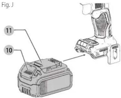 DEWALT DCD997C - Installing and Removing the Battery Pack (Fig. J) - 1
