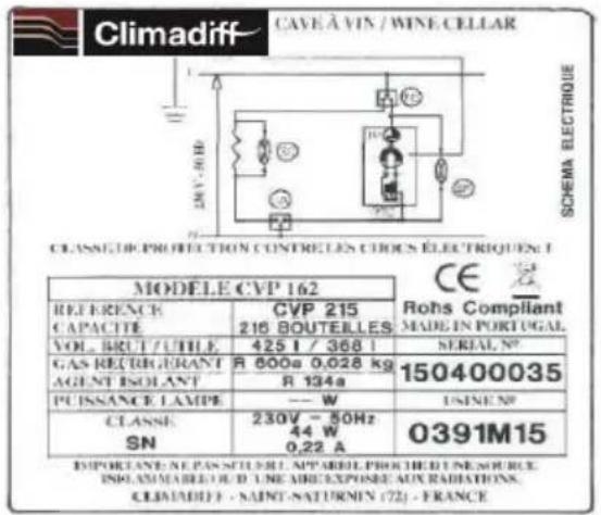 CLIMADIFF Cvp185 - TECHNICAL CHARACTERISTICS - 1