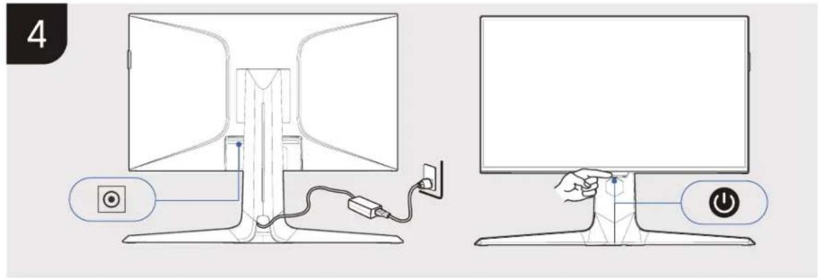 TCL 27R83U - Brancher l'alimentation et démarrer le moniteur - 1