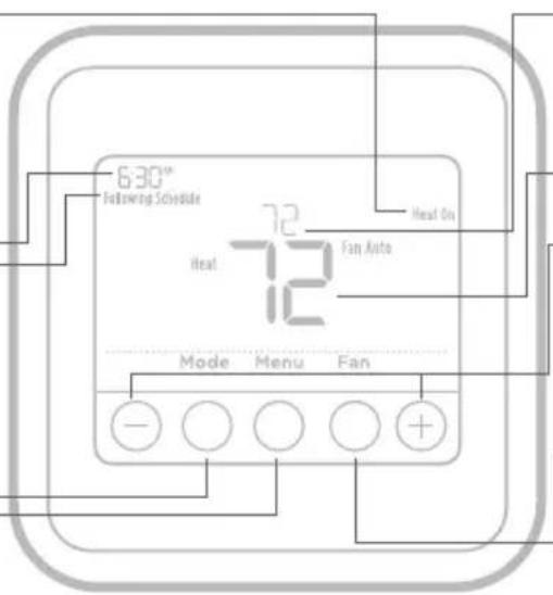 HONEYWELL T4 Pro TH4110U2005 - Commandes du thermostat - 1
