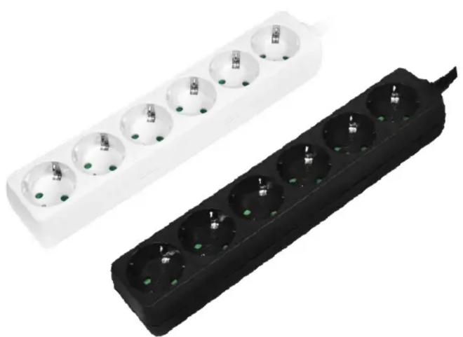Two black and white electrical plug headers with multiple circular inlets, shown against a white background (no text or symbols visible)
