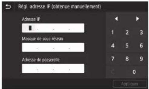 CANON WG7550Z - Définition d'une adresse IPv4 - 6