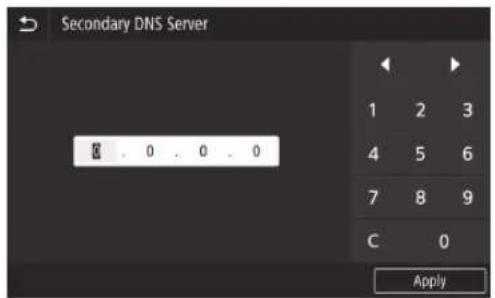 CANON WG7550Z - Wählen Sie gegebenenfalls , und geben Sie die IP-Adresse für den sekundären DNS-Server ein. - 1
