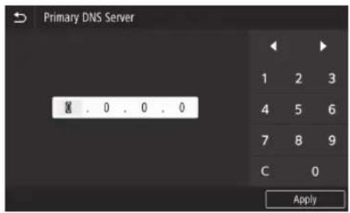 CANON WG7550Z - Enter the IP address for the primary DNS server, and then press . - 1