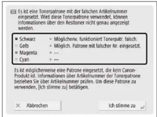 CANON imageRUNNER ADVANCE C3320i - Wenn folgendes Display nach dem Ersetzen der Tonerpatrone angezeigt wird - 2