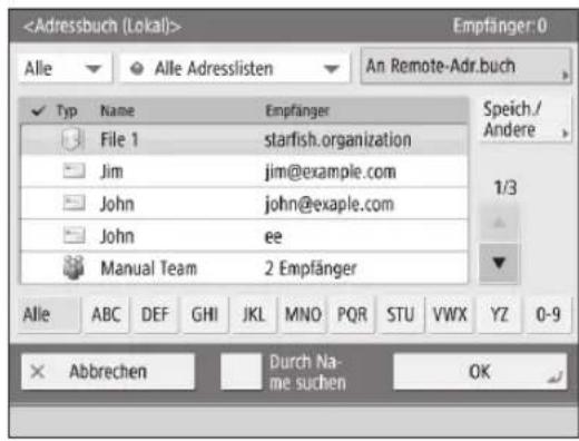 CANON imageRUNNER ADVANCE C3320i - Festlegen eines Empfängers aus dem Adressbuch - 1