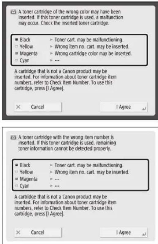 CANON imageRUNNER ADVANCE C3320i - If the Following Screen Is Displayed after Replacing the Toner Cartridge - 1