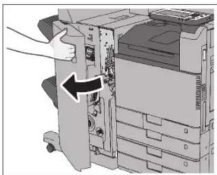 CANON imageRUNNER ADVANCE C3320i - Abra la tapa frontal de la unidad de acabado. - 1
