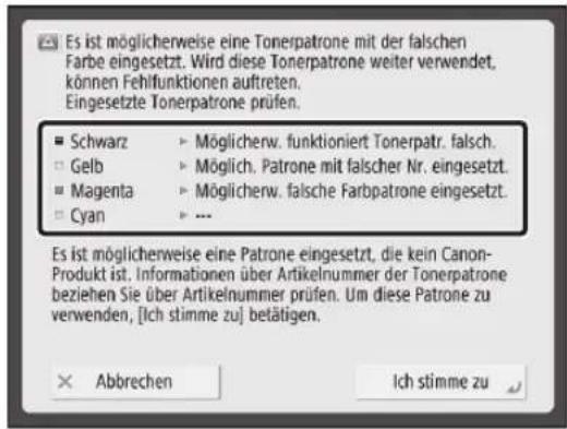 CANON imageRUNNER ADVANCE C3320i - Wenn folgendes Display nach dem Ersetzen der Tonerpatrone angezeigt wird - 1