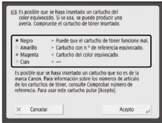 CANON imageRUNNER ADVANCE C3320i - Si aparece lasumae pantalla despues de combustir el cartucho de toner - 1