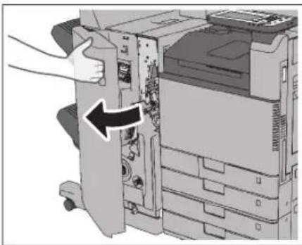 CANON imageRUNNER ADVANCE C3320i - Abra la tapa frontal de la unidad de acabado. - 1