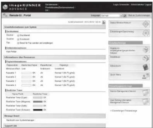 CANON imageRUNNER ADVANCE C3320i - Funktionen per Remote UI - 1