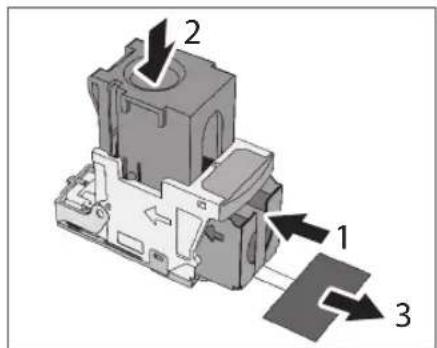 CANON imageRUNNER ADVANCE C3320i - Setzen Sie einen neuen Heftklammernbehälter in das Heftklammernmagazin ein. - 1