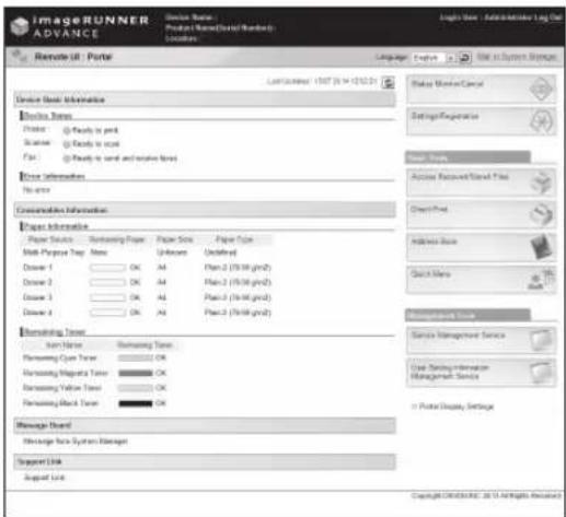 CANON imageRUNNER ADVANCE C3320i - What the Remote UI Can Do - 1