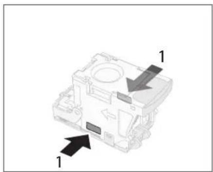 CANON imageRUNNER ADVANCE C3320i - Ziehen Sie den leeren Heftklammernbehälter aus dem Heftklammernmagazin. - 1