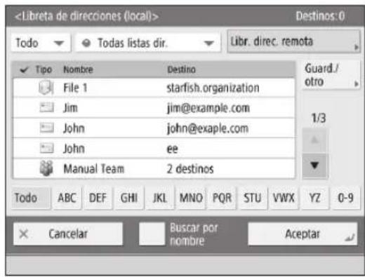 CANON imageRUNNER ADVANCE C3320i - Específicar un destino desde la libreta de direcciones - 1