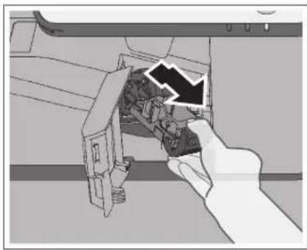 CANON imageRUNNER ADVANCE C3320i - Estrarre la cartuccia dei puniti dal finisher. - 1