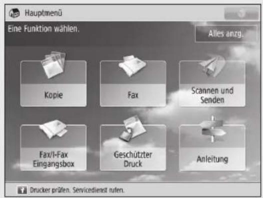 CANON imageRUNNER ADVANCE C3320i - Wenneine Meldung auf dem Sensordisplay angezeigt wird - 1