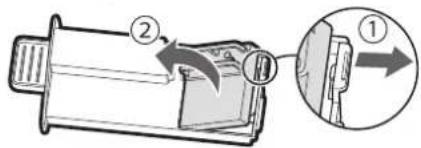 SHARP UA-KIN42E - Rimuovere la chiusura del supporto dell'unità (①) e rimuovere l'unità (②). - 1