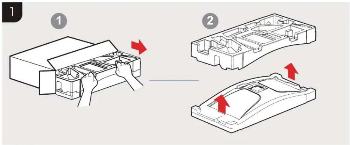 TCL 34R83Q - Installation du moniteur Support d'installation et base - 1