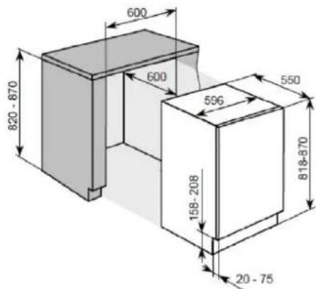 HOOVER HOMLSE68EWKP - Dimensoes da abertura - 1