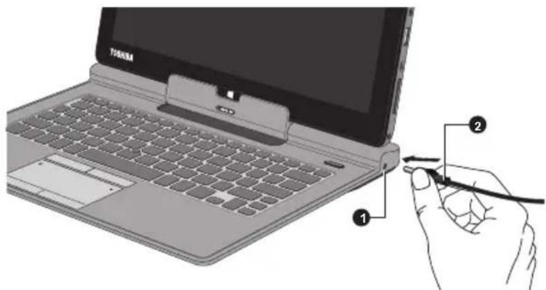 TOSHIBA WT310 - Branchez le cordon d'alimentation sur l'adaptateur. - 3