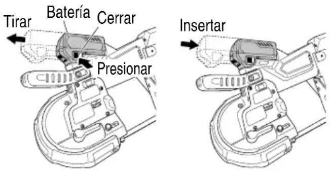 METABO CB 3612DA - MÉTODO DE INSTALACIÓN Y RETIRADA DE LA BATERÍA O EL ADAPTADOR DE CA/CC - 1