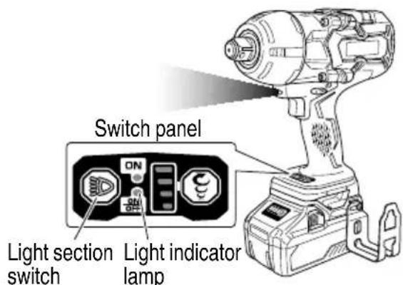 METABO WR36DB - How to use the LED light - 1
