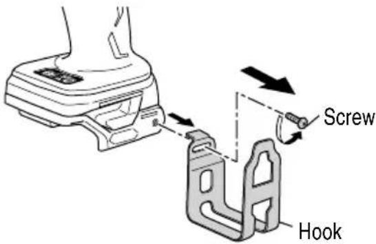 METABO WR36DB - Removing the hook. - 1